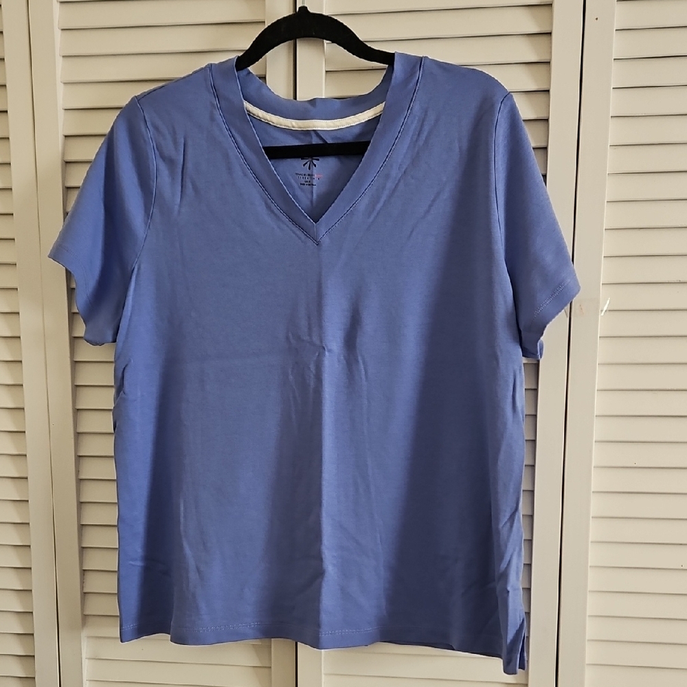 Isaac Mizrahi Blue Boxy Short Sleeve T-Shirt